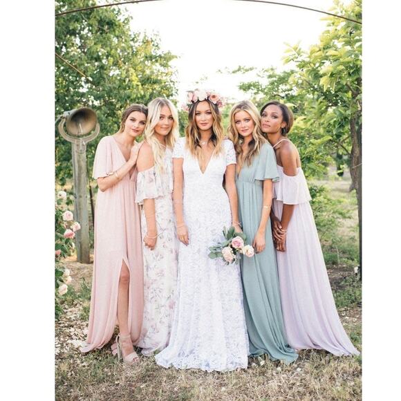 Show me your mumu faye flutter maxi dress Deep V open back sage crisp size small - Picture 11 of 12